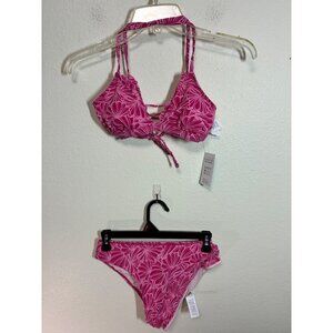 NWT Cupshe Bikini Two Piece Swimsuit Retro Floral Boho Beach Summer Pink Size XS